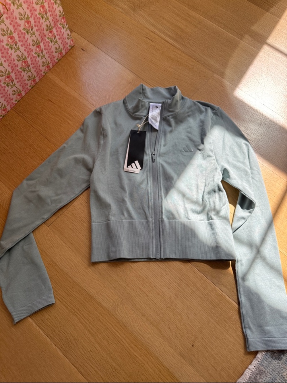 adidas Sage Green Lightweight Cropped Zip Jacket